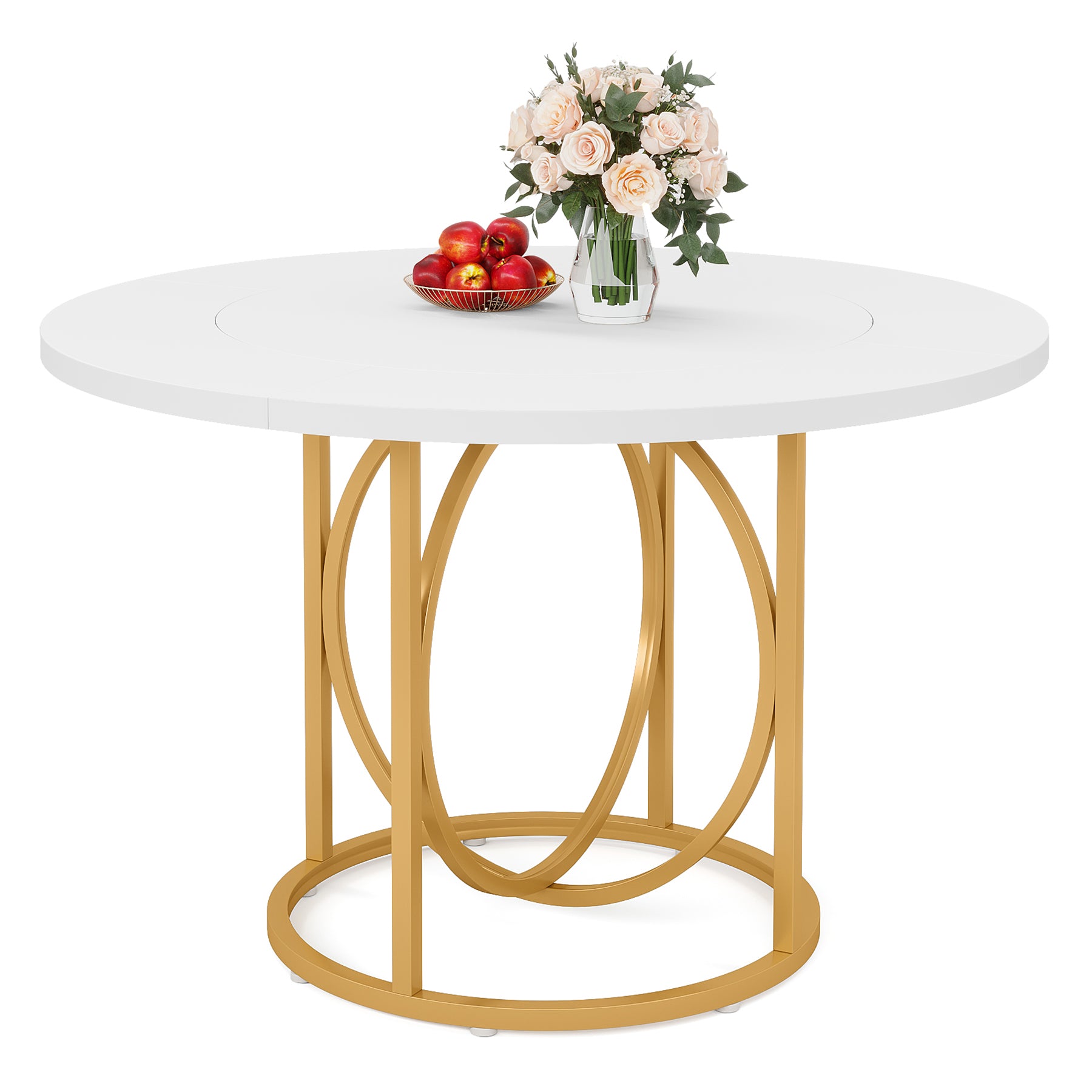 47" Round Dining Table with Metal Base for 4